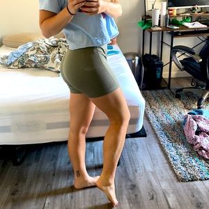 Olive green large biker/running shorts
